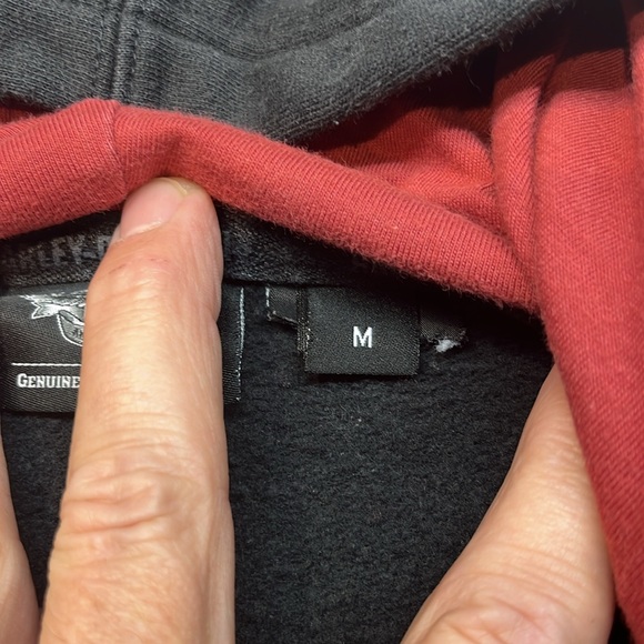 Harley Davidson Hoodie Black And Maroon Men's Medium Logo Pre Owned - Picture 4 of 12